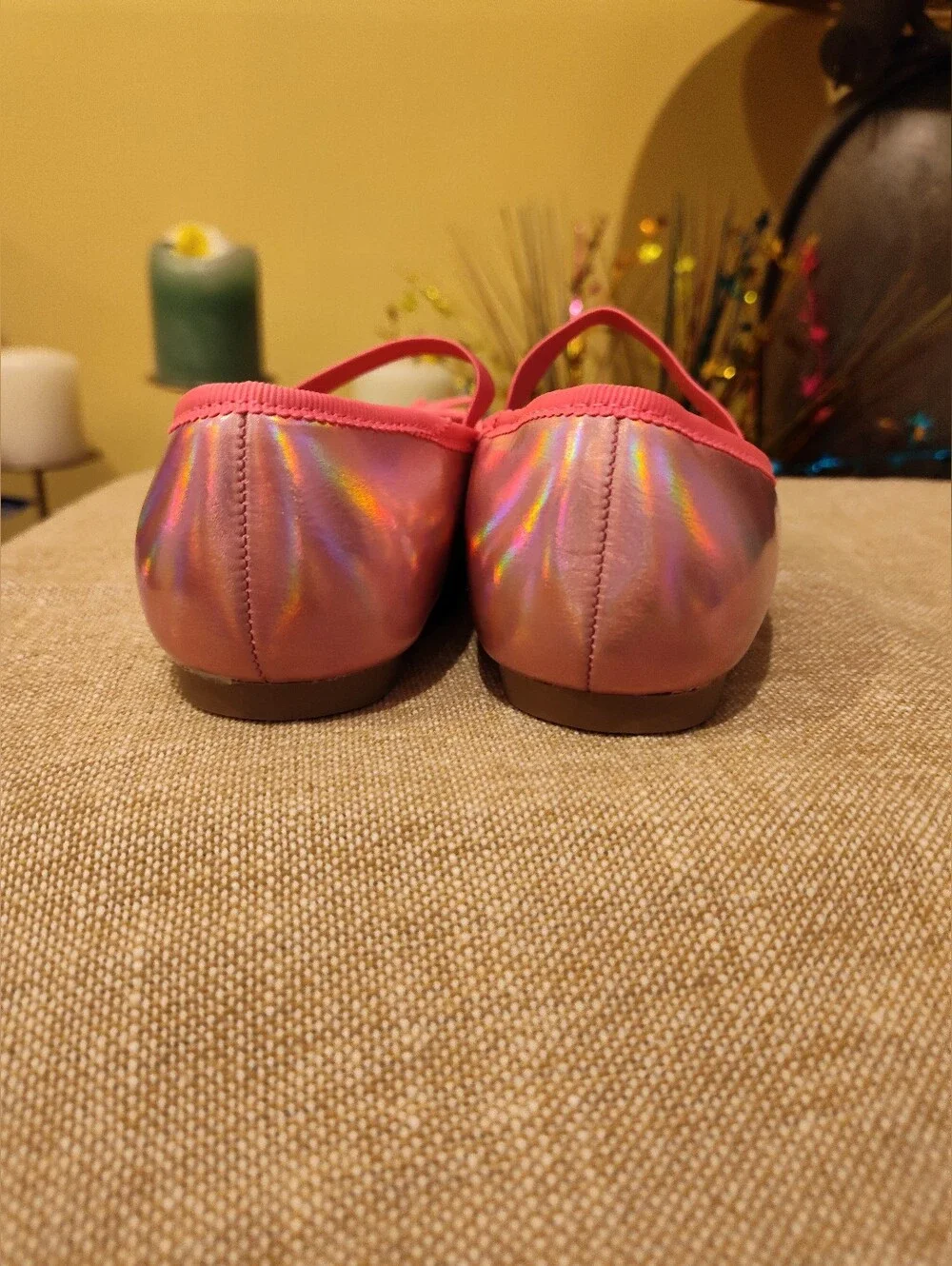 Old Navy Pink Iridescent Kids Ballet Flats with Bow